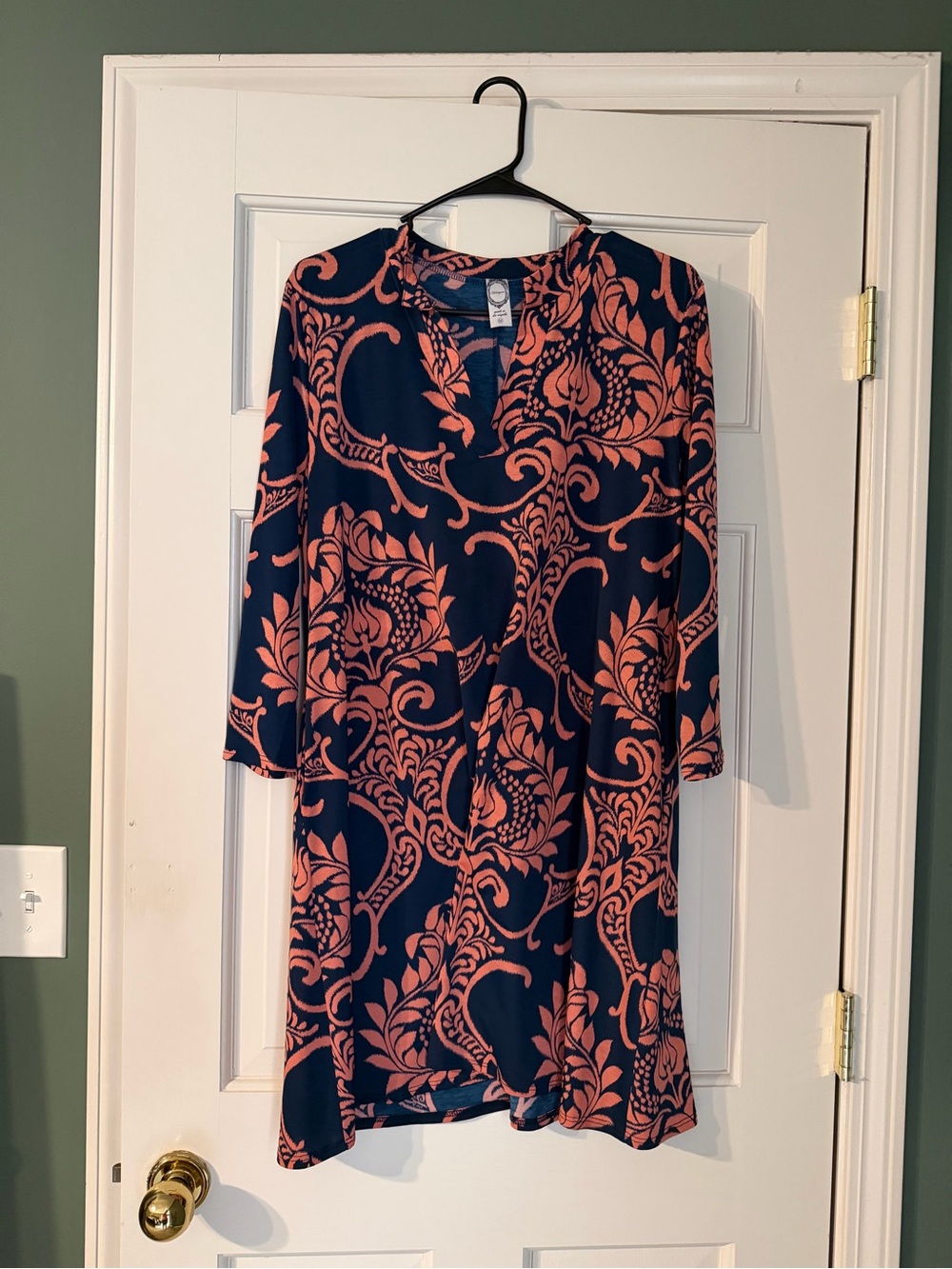 Women's Navy and Coral Floral Shift Dress